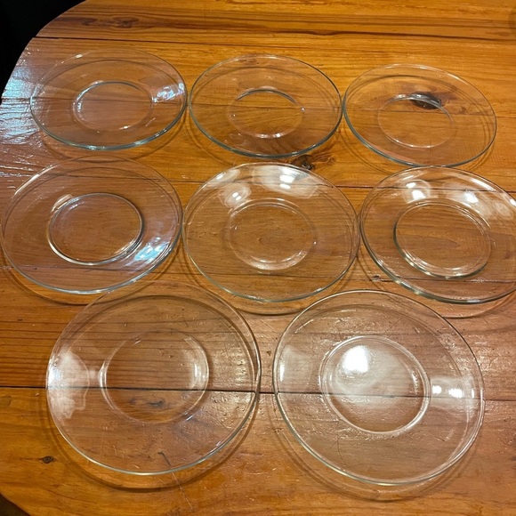 Set of EIGHT 8” heavyweight 1/4” thick curved edge glass salad dessert plates - Picture 1 of 15